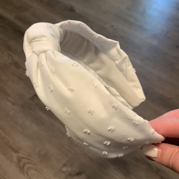 Ivory White Swiss Dot Headband - Picture 2 of 2